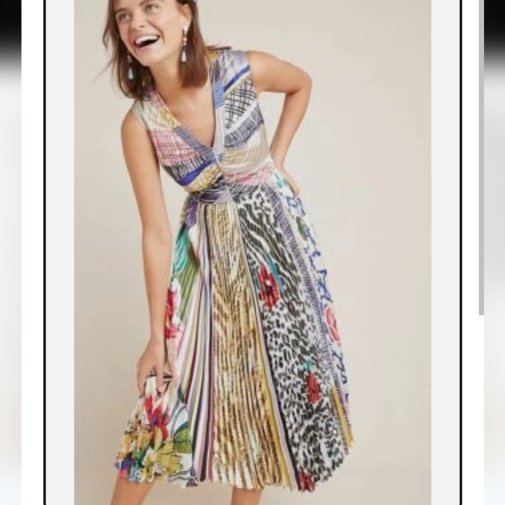New Anthropologie Geisha Designs Jacinta Dress Pleated